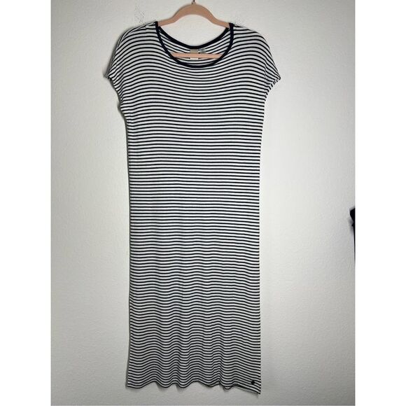 ROXY Black T-shirt Striped Maxi Dress Size 4 - Picture 1 of 14